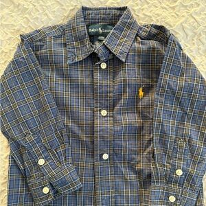 Boys 24 month Polo shirt, blue and gold checked